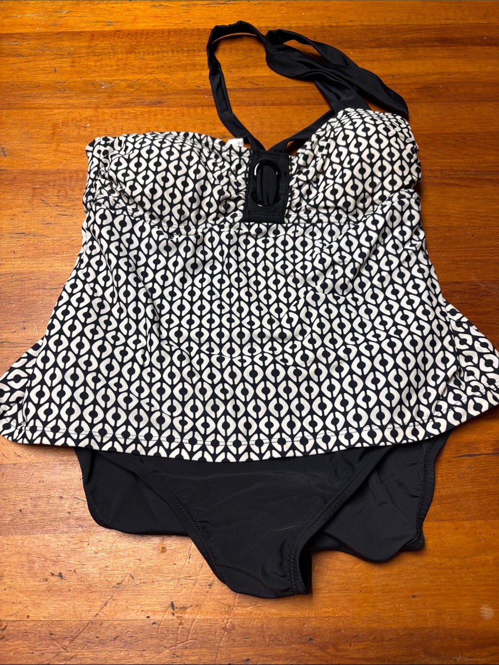 Black & White Geometric Tank One-Piece Swimsuit